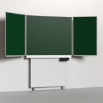 Klapp-Schiebetafel wandmontiert, mit Fuß, Mittelfläche 150x120 cm, Stahlemaille grün 